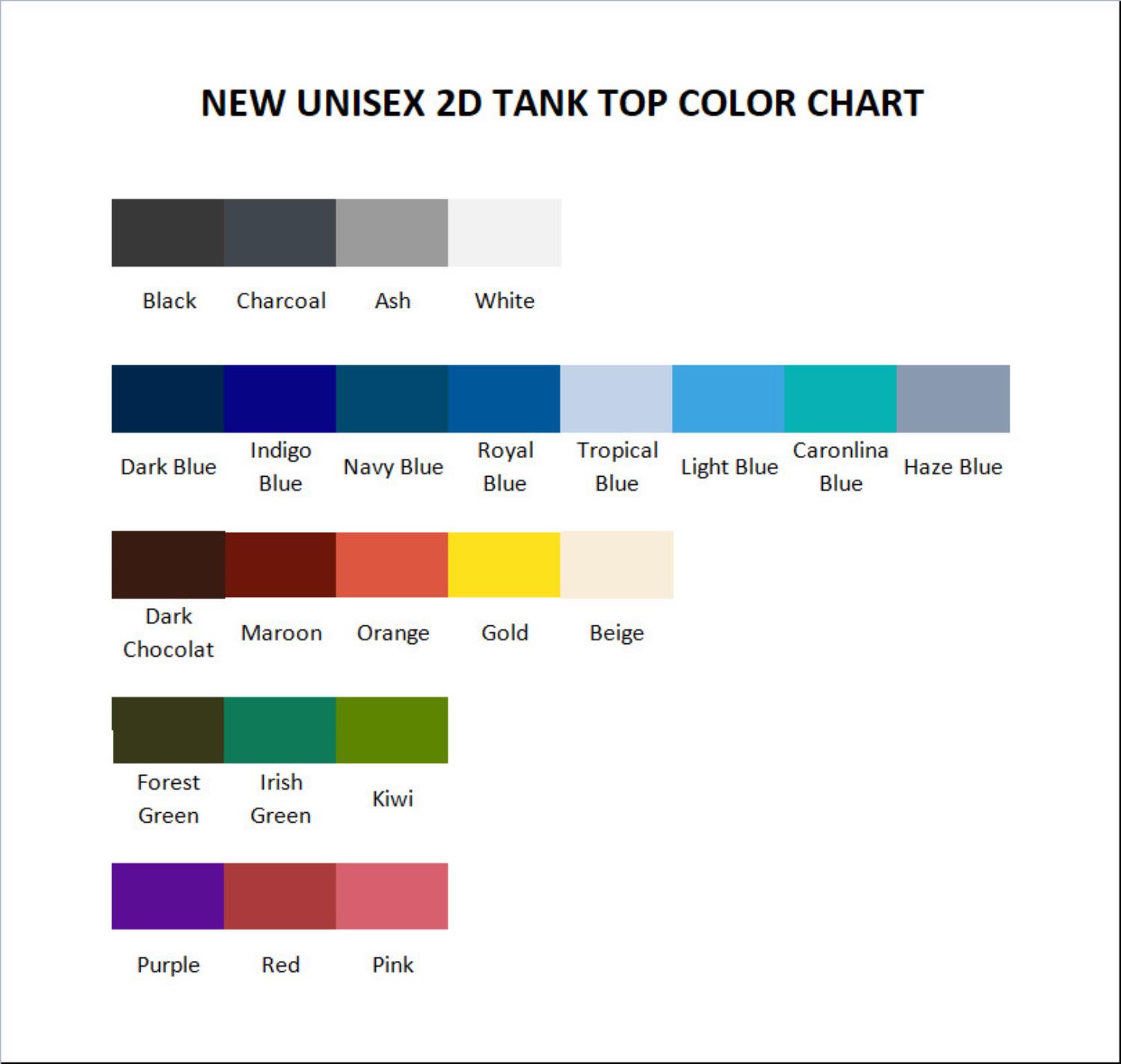 tank top color chart - Dandadan Stuff Merch